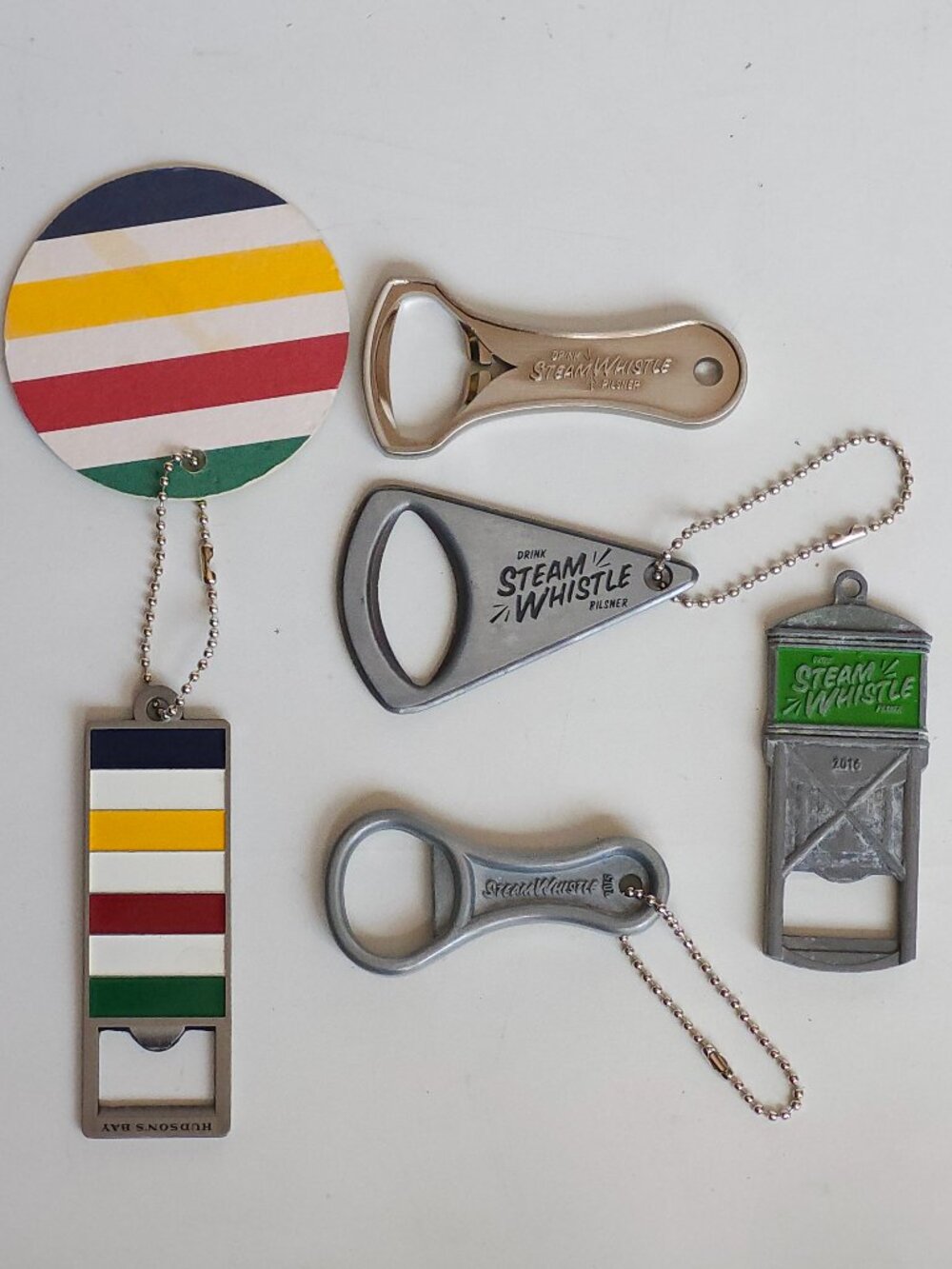 RETRO Steam Whistle Bottle Opener LOT 5 Openers Hudson's Bay 2010 & 2012 2015-17